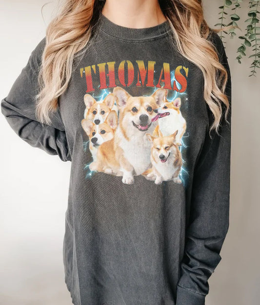 Custom Vintage Bootleg Style - Comfort Colors Pets Long Sleeve Tee
