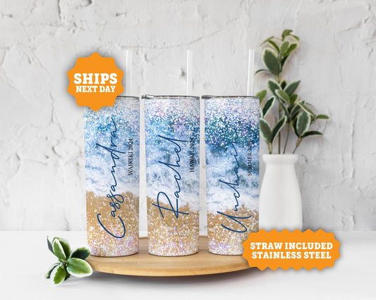 Personalized Beach Vacation Tumbler with Name, Beach Vacation Custom Tumbler, Family vacation tumbler , Girls Trip Tumbler , Summer Tumbler