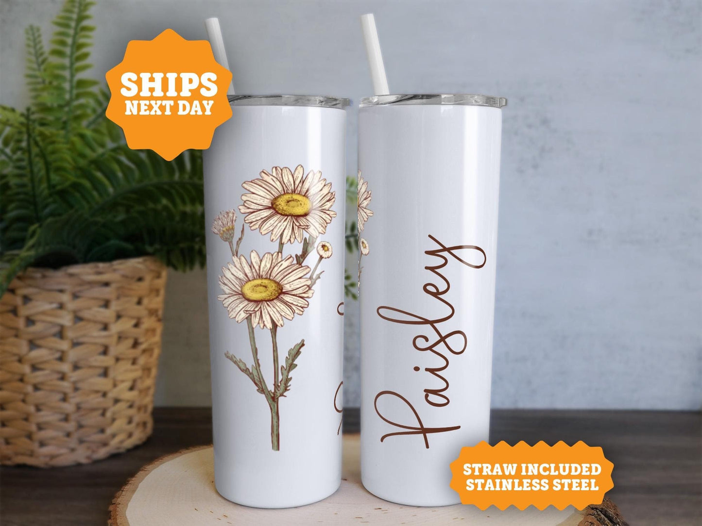 Personalized Birth Flower Tumbler With Name, Birth Flower Tumbler, For Her Tumbler Gift, Bridesmaid Proposal, Gift For Her