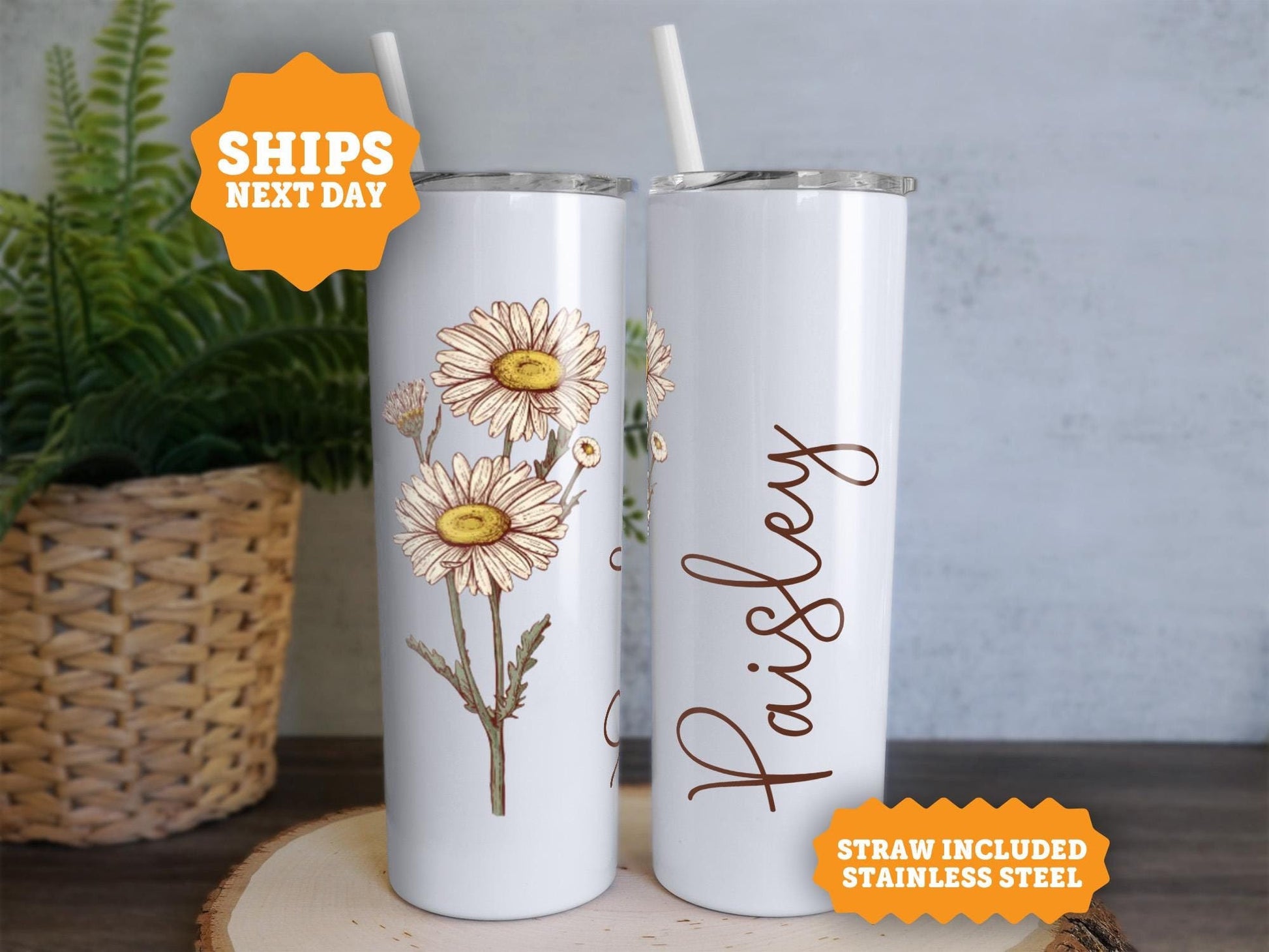 Personalized Birth Flower Tumbler With Name, Birth Flower Tumbler, For Her Tumbler Gift, Bridesmaid Proposal, Gift For Her