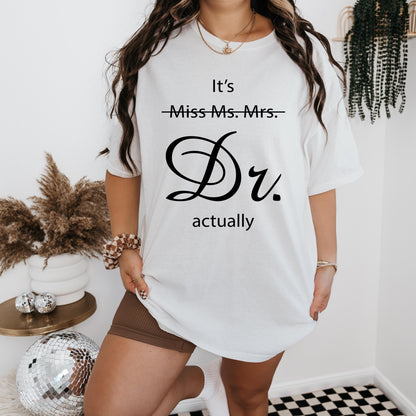 a woman wearing a t - shirt that says it's miss - mrs -