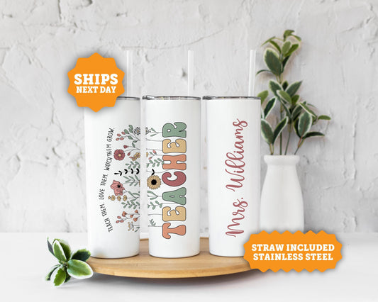 Personalized Teacher Tumbler With Name, Teacher Appreciation Gift Cup, Christmas Present For Teacher, End Of The Year Teacher Gift Tumbler