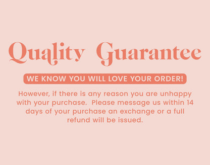 a pink background with the words quality guarantee