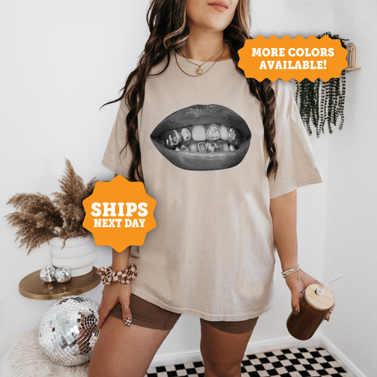 Y2K Mouth T-Shirt, Grillz Shirt