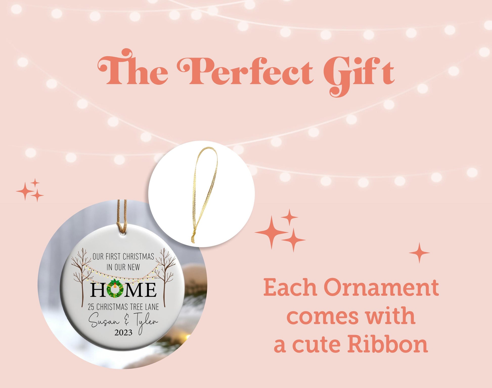 the perfect gift for each ornament comes with a cute ribbon