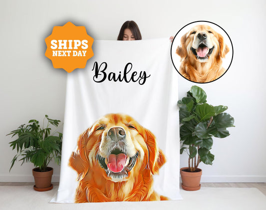 Custom Pet Blanket Using Pet Photo + Name, Personalized Pet Blankets, Cat Dog Picture Blanket, Pet Photo Blanket, Cat Dog Dad Mom Gift