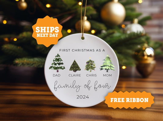 Family of Four Christmas Ornament, Personalized Christmas Ornament, Family Ornament, First Christmas Ornament - OD 6