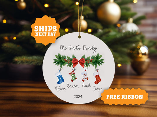 Personalized Family of Four Ornament, Personalized Christmas Ornament, Family Ornament, First Christmas Ornament - OD 10