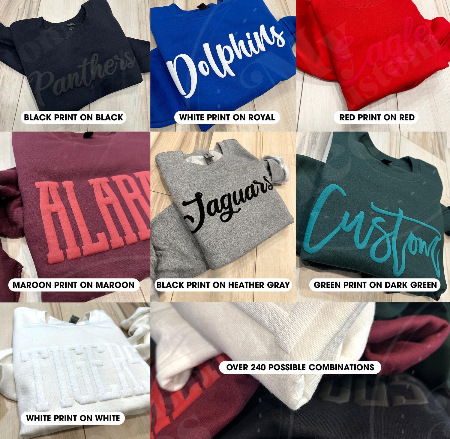 Custom Embossed Sweatshirt, Puff Print, Embossed Print, Football Team Sweatshirt, College Team Sweatshirt, Custom Gift, Game Day Shirt